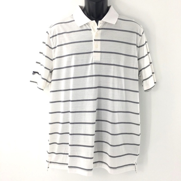 Glenmuir 1891 Men Polo Shirt Golf Performance White Blue Mercerised Cotton Sz L - Picture 1 of 11